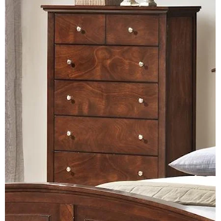 Transitional Five Drawer Chest with Tall Block Legs